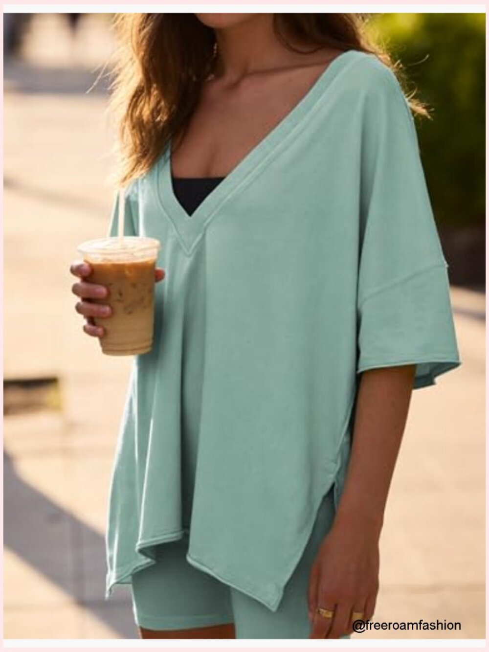 Two Piece Outfits Women Summer Oversized Workout T Shirts Biker Shorts Matching - Picture 4 of 7